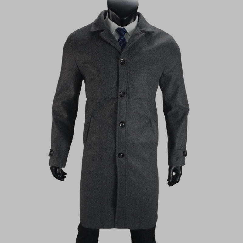 Woolen Men's Coat Plus Size Single Breasted Large Coat