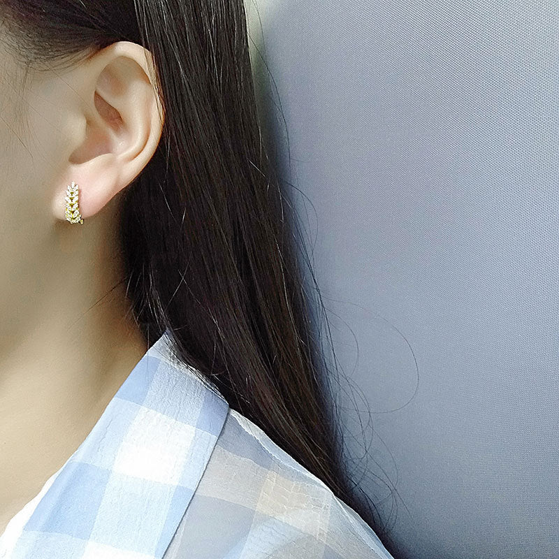 Light Luxury Wheat Ear Earrings Cold Wind Golden Earrings