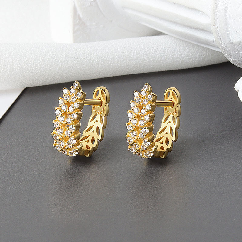 Light Luxury Wheat Ear Earrings Cold Wind Golden Earrings