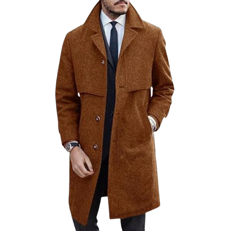 Woolen Men's Coat Plus Size Single Breasted Large Coat