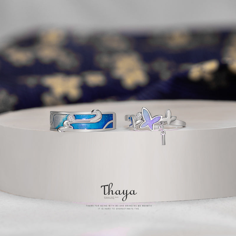 Adjustable Butterfly Couple Ring