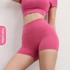 Women's Solid Color Simple High Waist Hip Lifting Sport Shorts
