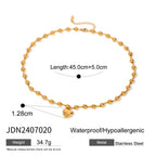 Stainless Steel Beaded Love Necklace 18k Golden Clavicle Chain