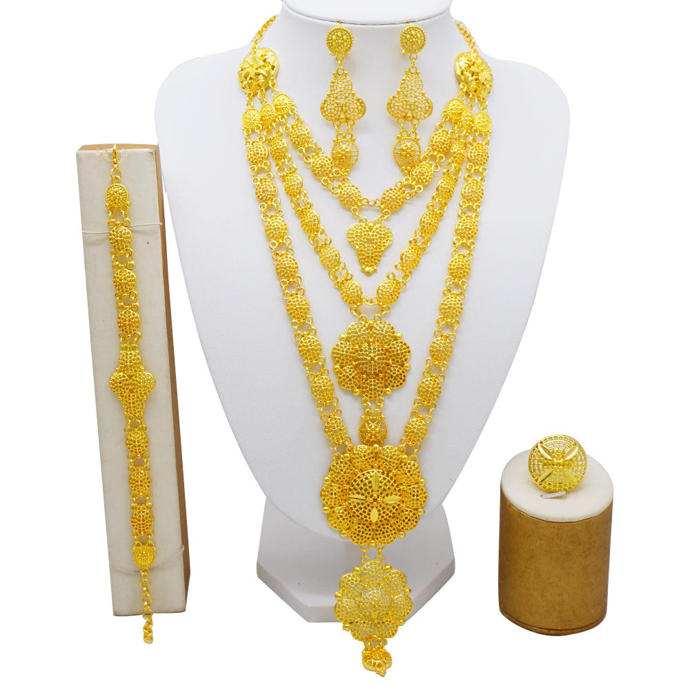Dubai Luxury Women's Necklace Golden Set
