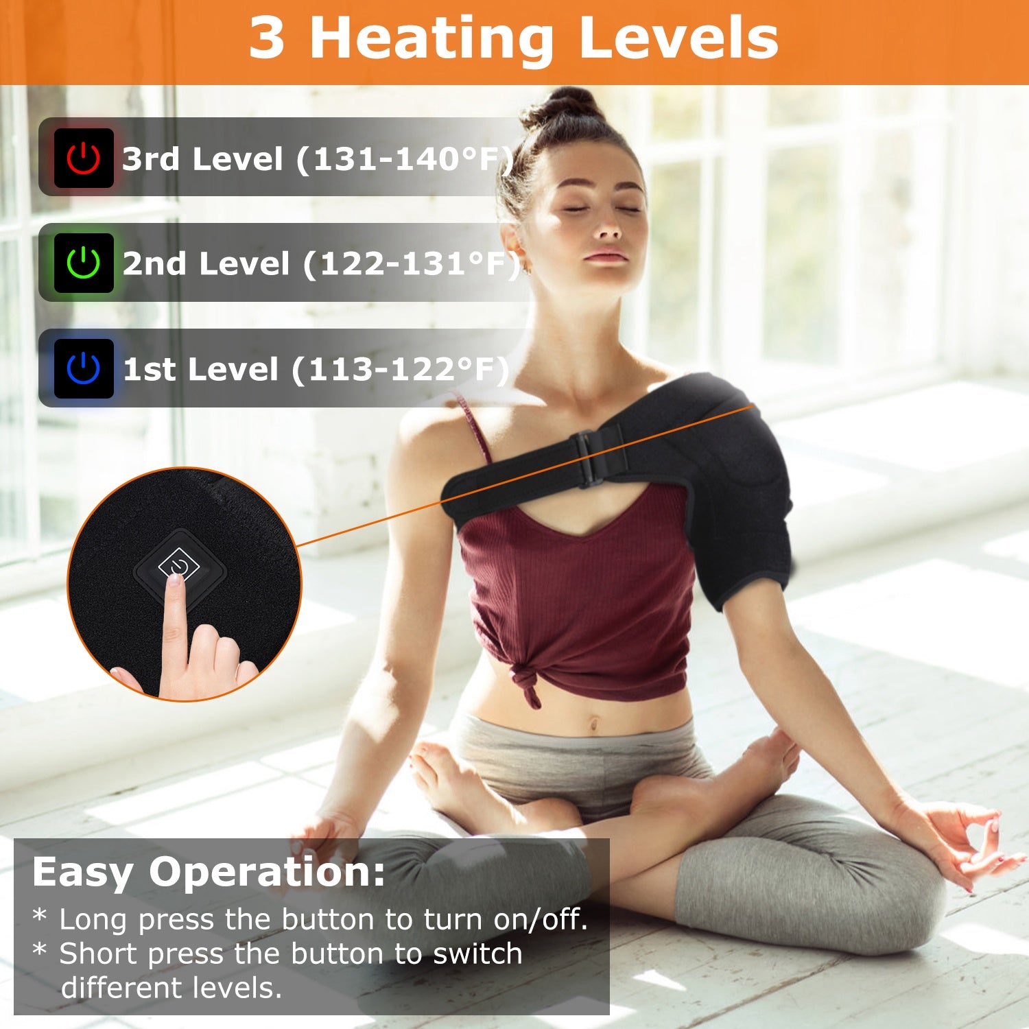 1Pc Heated Shoulder Brace Electric Heating Pad Therapy Shoulder Heating Wrap Compression Sleeve For Shoulder Pain Muscle Stiffness Bursitis Tendonitis